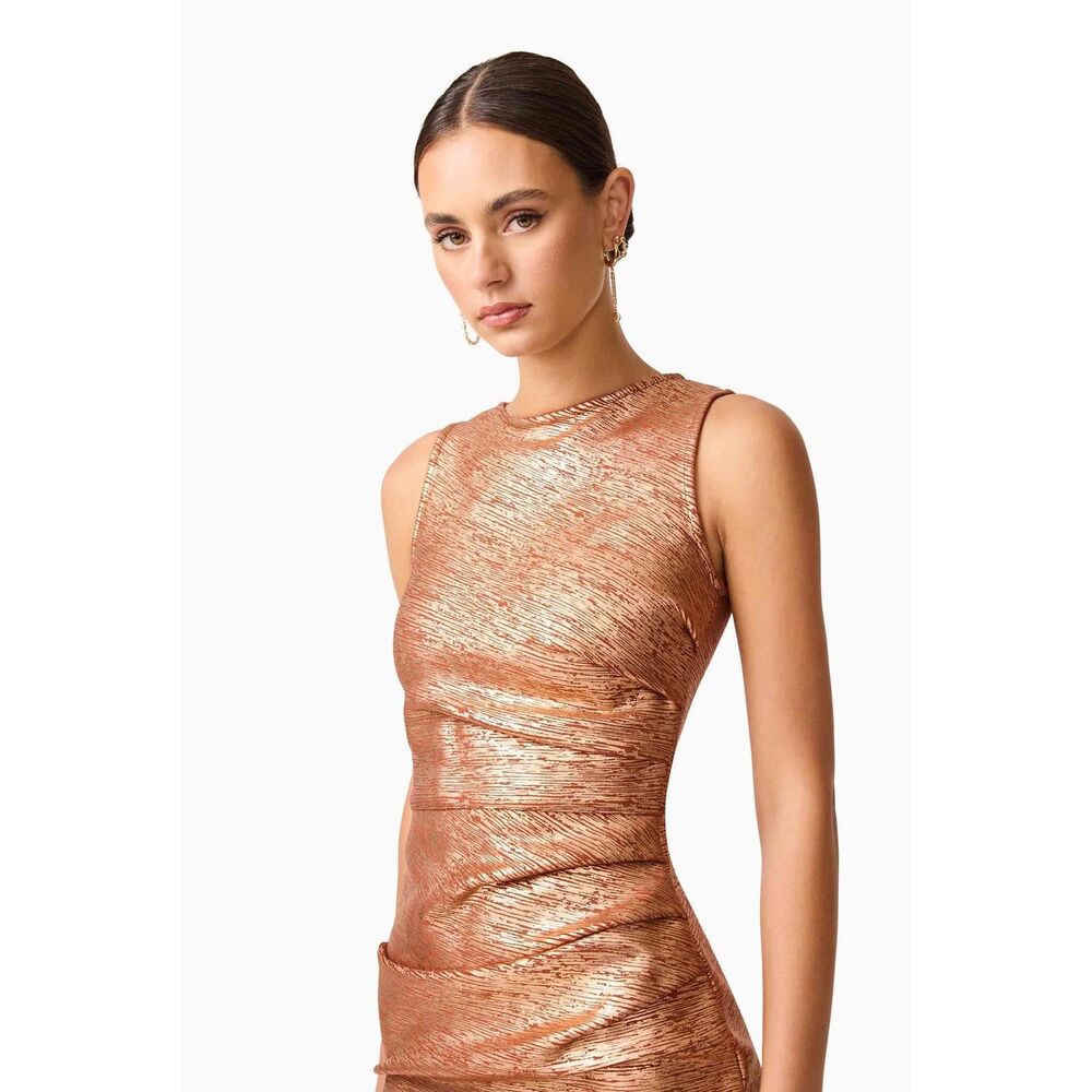 Elliatt Rhian Fitted Mini Dress in Orange Cocktail Wedding Guest size S NWT
